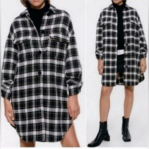 Black and White Plaid Shirt Dress